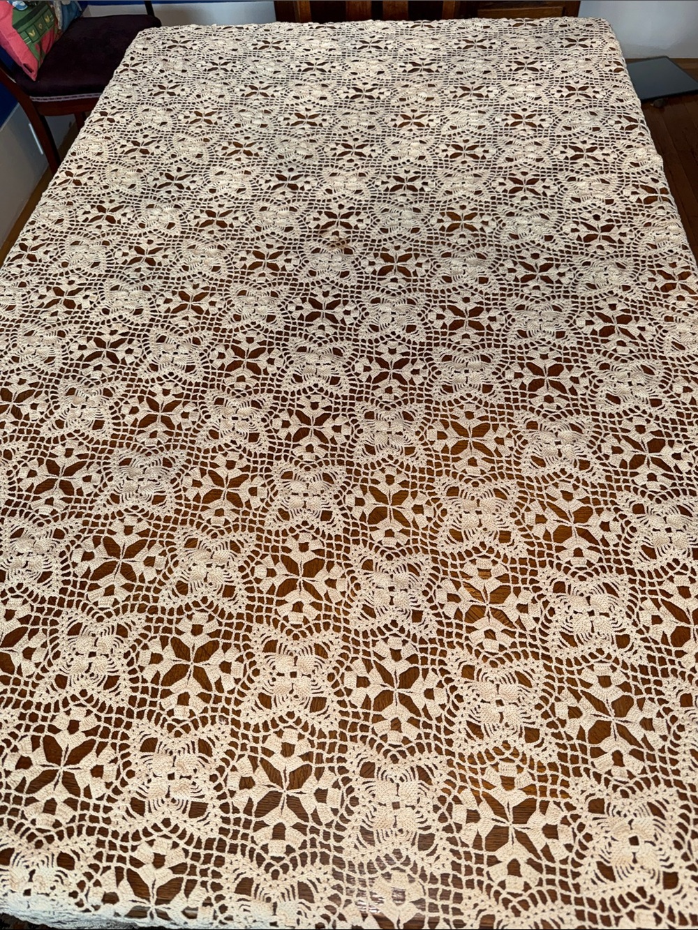 Large antique lace tablecloth